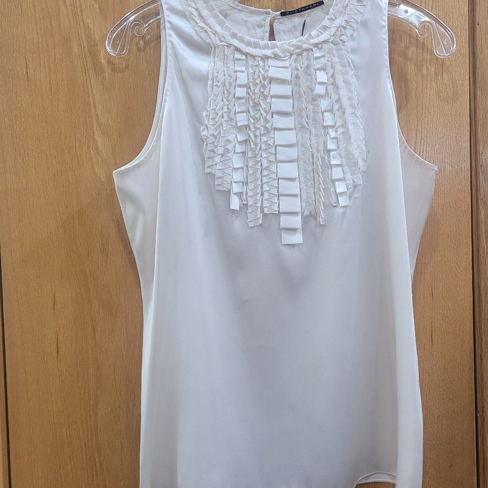 Elie Tahari Cream Silk Sleeveless Blouse Size Small NWT